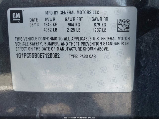 Продажа на аукционе авто 2014 Chevrolet Cruze 1lt Auto, vin: 1G1PC5SB0E7120082, номер лота: 45161649