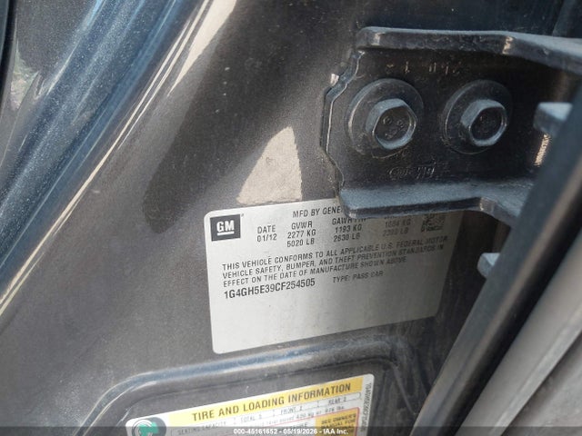 Продаж на аукціоні авто 2012 Buick Lacrosse Premium 3 Group, vin: 1G4GH5E39CF254505, номер лоту: 45161652