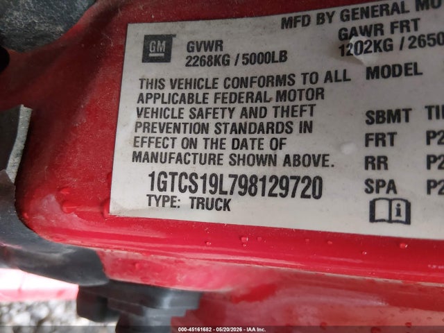Aukcja sprzedaży 2009 Gmc Canyon Sle3, vin: 1GTCS19L798129720, numer aukcji: 45161682