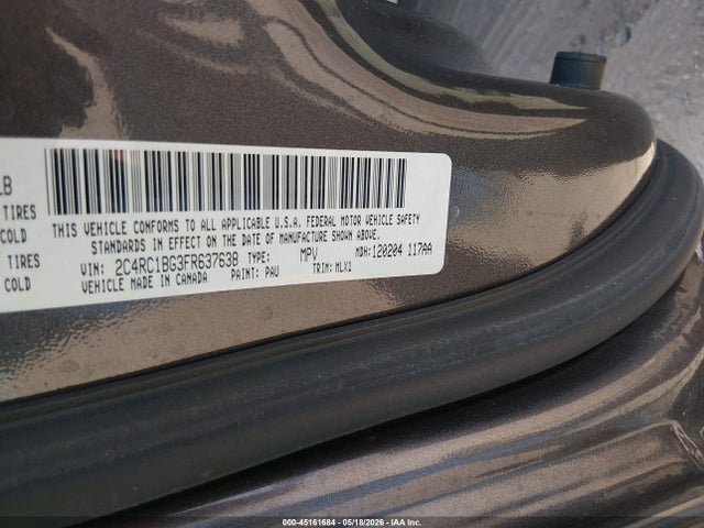 Продаж на аукціоні авто 2015 Chrysler Town & Country Touring, vin: 2C4RC1BG3FR637638, номер лоту: 45161684