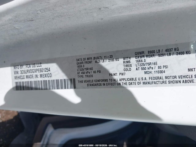 3C6LRVDGXPE601254 RAM Promaster 2500 High Roof 159 Wb