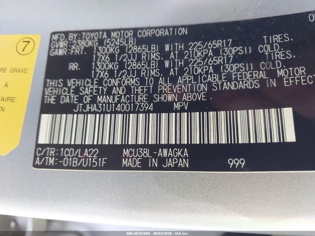 Aukcja sprzedaży 2004 Lexus Rx 330, vin: JTJHA31U140017394, numer aukcji: 45161695