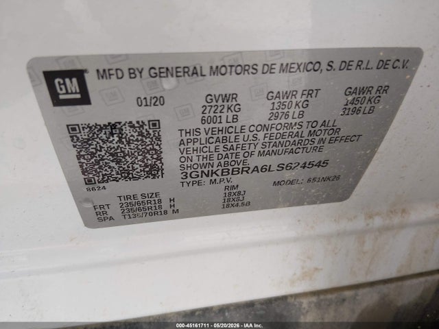 3GNKBBRA6LS624545 Chevrolet Blazer Fwd 1lt