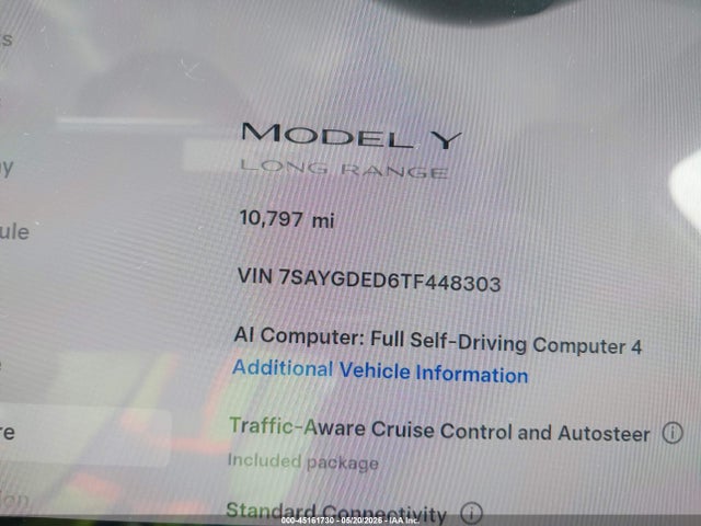 45161730 :رقم المزاد ، 7SAYGDED6TF448303 vin ، 2026 Tesla Model Y Premium Rear-wheel Drive/rear-wheel Drive مزاد بيع