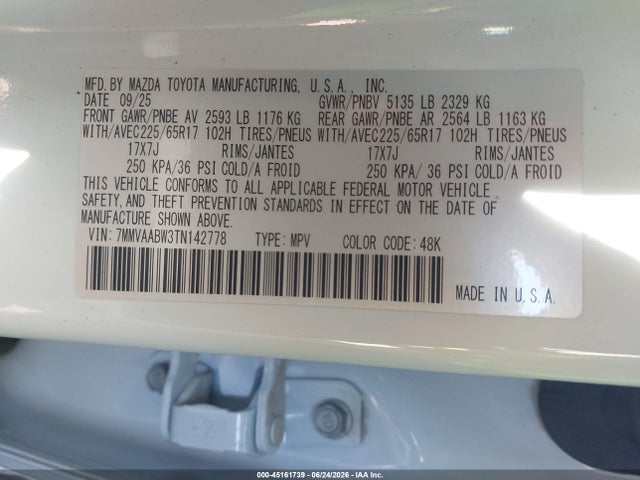 Aukcja sprzedaży 2026 Mazda Cx-50 Hybrid Preferred, vin: 7MMVAABW3TN142778, numer aukcji: 45161739