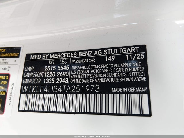 W1KLF4HB4TA251973 Mercedes-Benz E 350