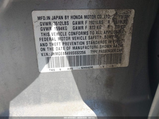 Продажа на аукционе авто 2009 Honda Fit Sport, vin: JHMGE88499S032256, номер лота: 45161851