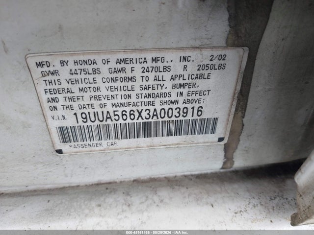 Продажа на аукционе авто 2003 Acura Tl 3.2, vin: 19UUA566X3A003916, номер лота: 45161866