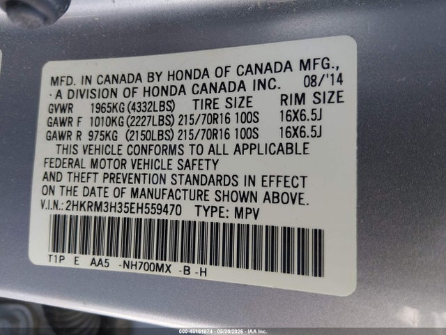 Honda CR-V LX 2014 2HKRM3H35EH559470 Image 9
