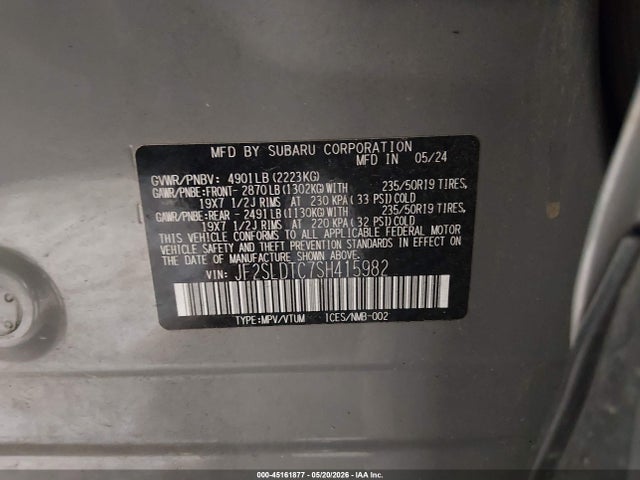 Aukcja sprzedaży 2025 Subaru Forester Touring, vin: JF2SLDTC7SH415982, numer aukcji: 45161877