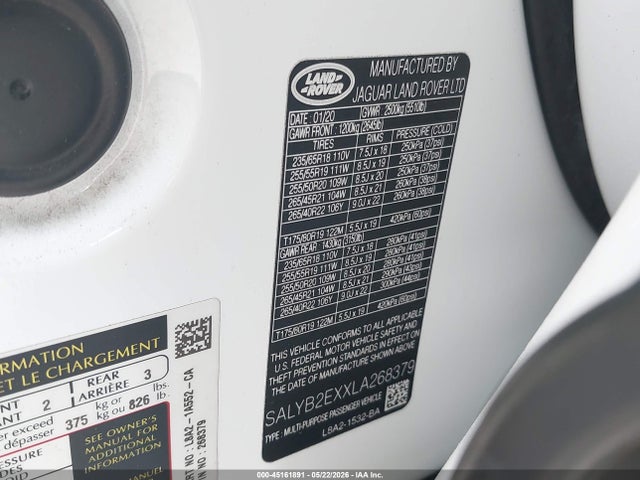 SALYB2EXXLA268379 Land Rover Range Rover Velar P250 S