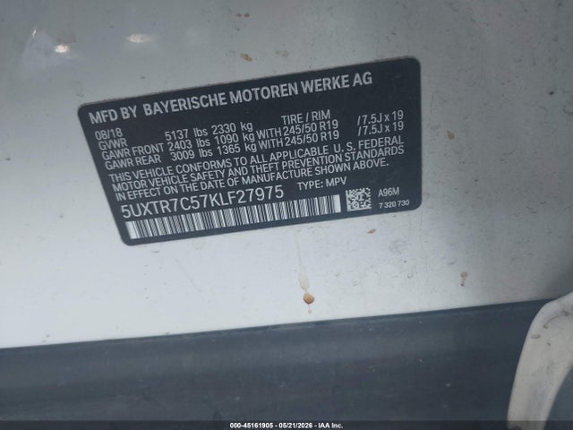 BMW X3 Sdrive30i 2019 5UXTR7C57KLF27975 Image 9