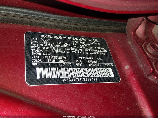 JN1BJ1CW8LW379197 Nissan Rogue Sport Sv Awd Xtronic Cvt