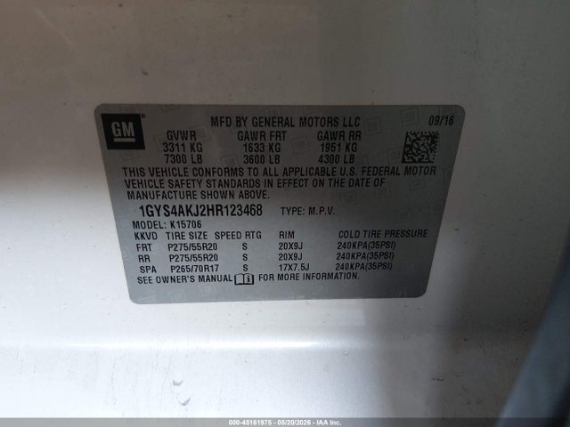 Cadillac Escalade Standard 2017 1GYS4AKJ2HR123468 Image 9