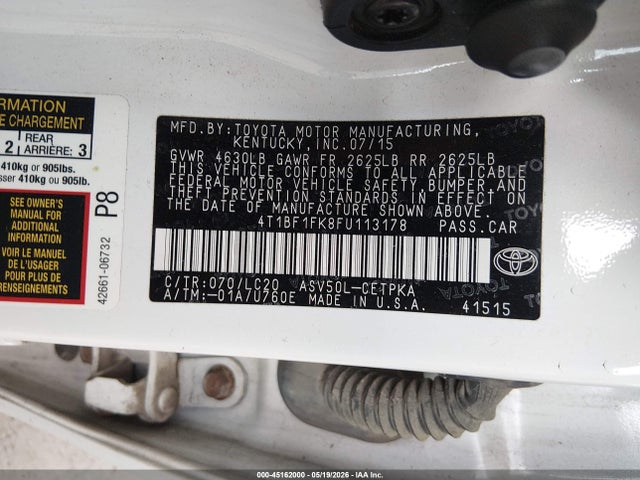 4T1BF1FK8FU113178 Toyota CAMRY XSE