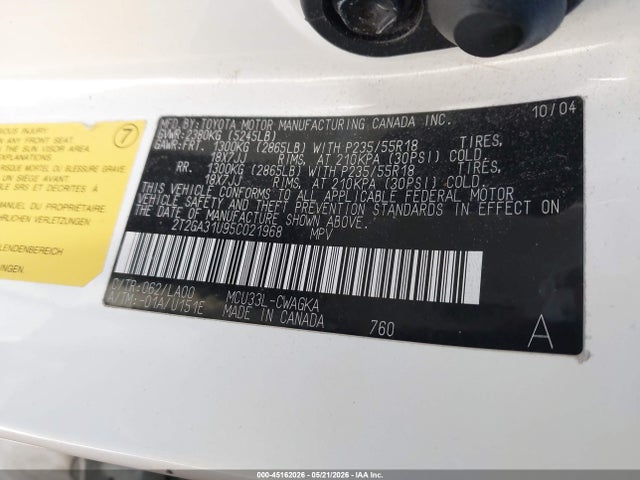 Aukcja sprzedaży 2005 Lexus Rx 330, vin: 2T2GA31U95C021968, numer aukcji: 45162026