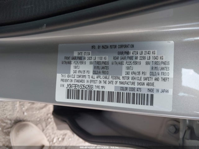 Aukcja sprzedaży 2025 Mazda Cx-5 2.5 S Premium Plus, vin: JM3KFBEMXS0542568, numer aukcji: 45162030