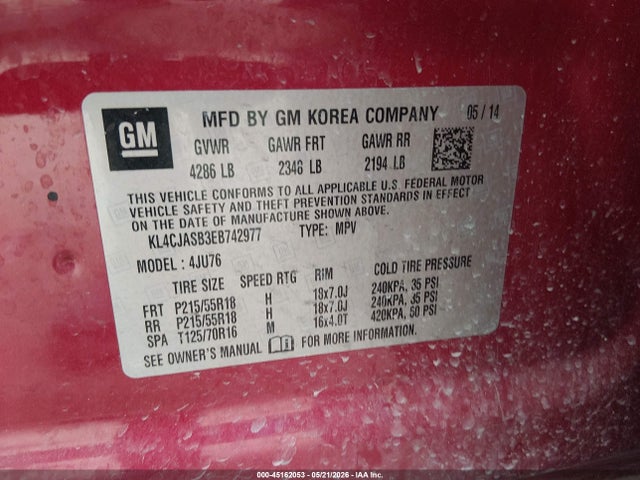 Продаж на аукціоні авто 2014 Buick Encore, vin: KL4CJASB3EB742977, номер лоту: 45162053
