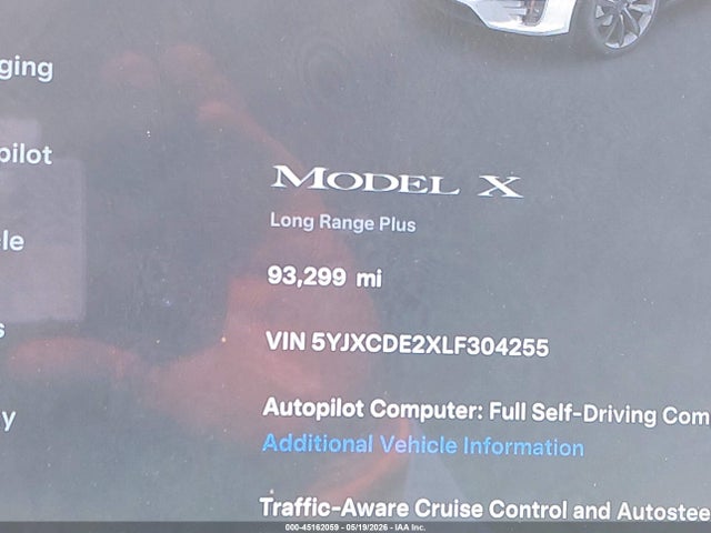 Продаж на аукціоні авто 2020 Tesla Model X Long Range Dual Motor All-wheel Drive/long Range Plus Dual Motor All-wheel Drive, vin: 5YJXCDE2XLF304255, номер лоту: 45162059