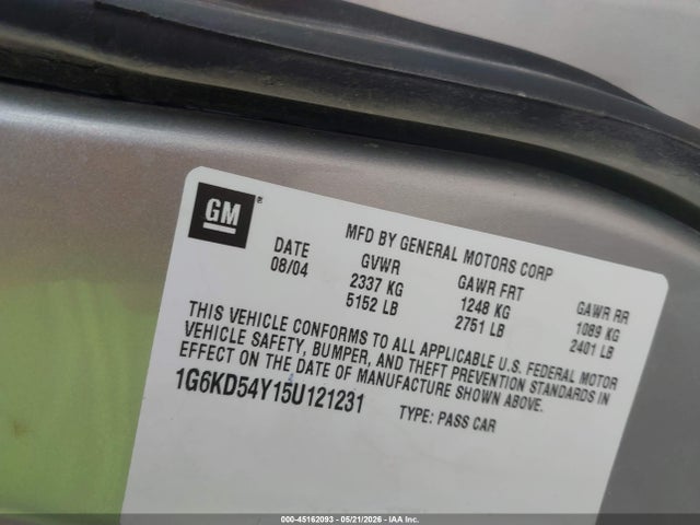 Aukcja sprzedaży 2005 Cadillac Deville Livery, vin: 1G6KD54Y15U121231, numer aukcji: 45162093