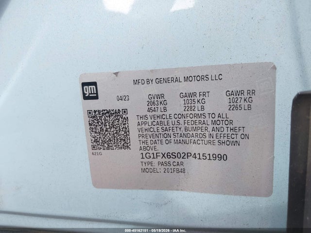 Aukcja sprzedaży 2023 Chevrolet Bolt Ev Fwd 2lt, vin: 1G1FX6S02P4151990, numer aukcji: 45162151