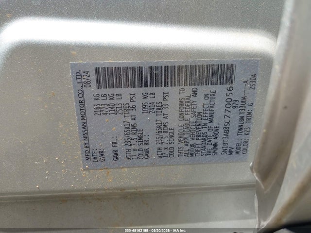 5N1BT3AB8SC770056 Nissan Rogue S Intelligent Awd