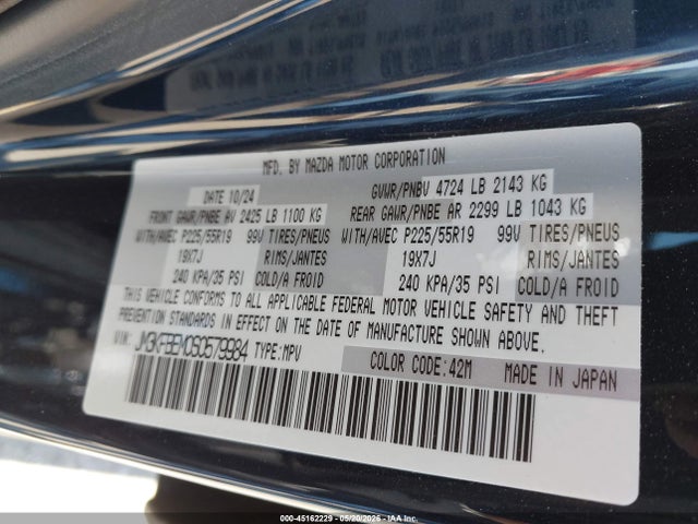 Aukcja sprzedaży 2025 Mazda Cx-5 2.5 S Premium Plus, vin: JM3KFBEM0S0579984, numer aukcji: 45162229