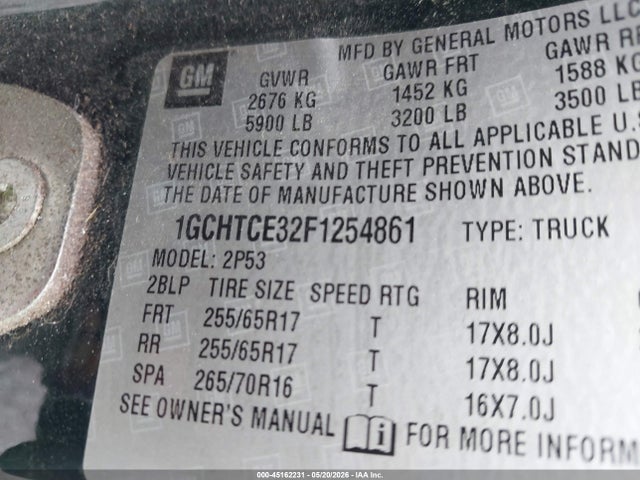 Продажа на аукционе авто 2015 Chevrolet Colorado Z71, vin: 1GCHTCE32F1254861, номер лота: 45162231
