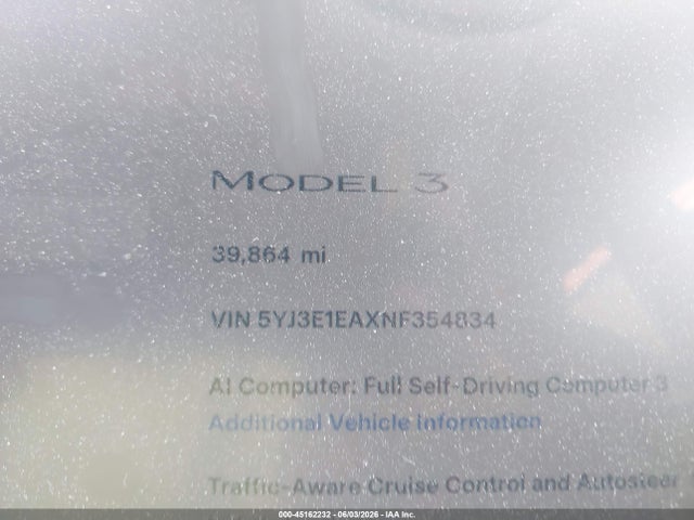 Tesla Model 3 Rear-wheel Drive 2022 5YJ3E1EAXNF354834 Image 15