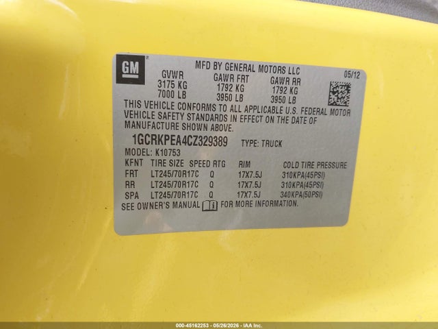 2012 Chevrolet Silverado 1500 Work Truck მანქანა იყიდება აუქციონზე, vin: 1GCRKPEA4CZ329389, აუქციონის ნომერი: 45162253