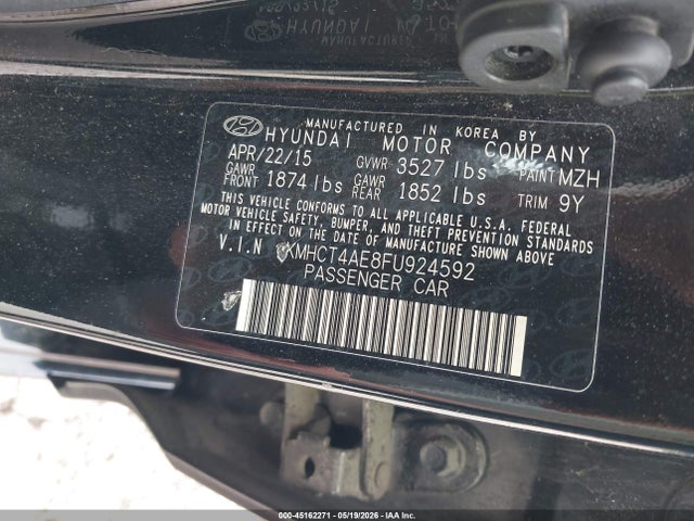 Продажа на аукционе авто 2015 Hyundai Accent Gls, vin: KMHCT4AE8FU924592, номер лота: 45162271