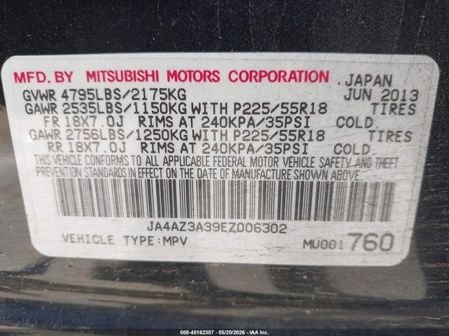 Продаж на аукціоні авто 2014 Mitsubishi Outlander Se, vin: JA4AZ3A39EZ006302, номер лоту: 45162307