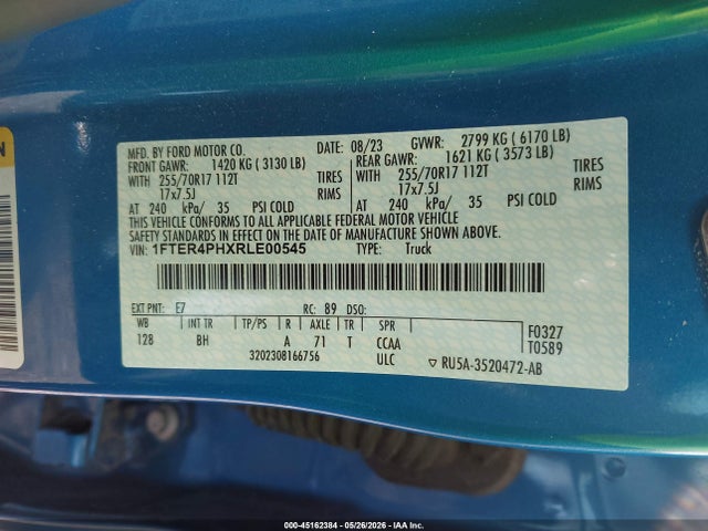 Aukcja sprzedaży 2024 Ford Ranger Xl, vin: 1FTER4PHXRLE00545, numer aukcji: 45162384