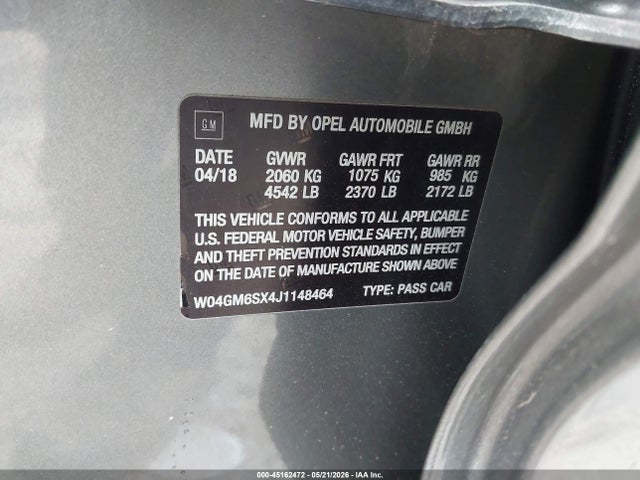 Продаж на аукціоні авто 2018 Buick Regal Sportback Preferred Ii, vin: W04GM6SX4J1148464, номер лоту: 45162472