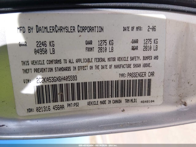 2006 Chrysler 300 Touring მანქანა იყიდება აუქციონზე, vin: 2C3KA53GX6H405593, აუქციონის ნომერი: 45162484