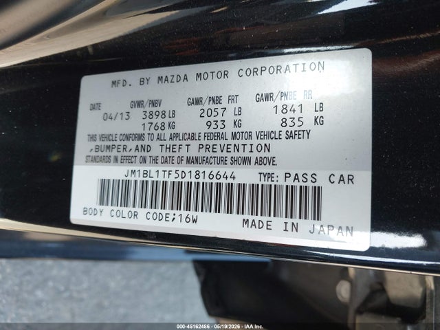 Продажа на аукционе авто 2013 Mazda Mazda3 I Sv, vin: JM1BL1TF5D1816644, номер лота: 45162486