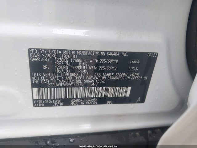 45162489 :رقم المزاد ، 2T3UWRFV9PW173495 vin ، 2023 Toyota Rav4 Hybrid Woodland Edition مزاد بيع