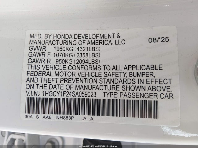 1HGCY1F24SA059023 Honda ACCORD LX