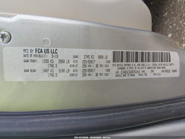 Dodge Grand Caravan Sxt 2019 2C4RDGCG3KR761014 Image 9