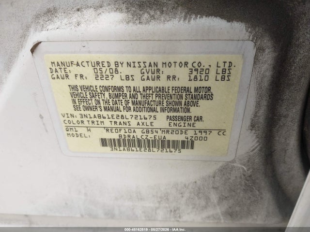 Aukcja sprzedaży 2008 Nissan Sentra 2.0, vin: 3N1AB61E28L721675, numer aukcji: 45162519