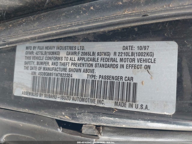 Продаж на аукціоні авто 1998 Subaru Legacy Outback/outback Limited/outback Sport, vin: 4S3BG6851W7622324, номер лоту: 45162542