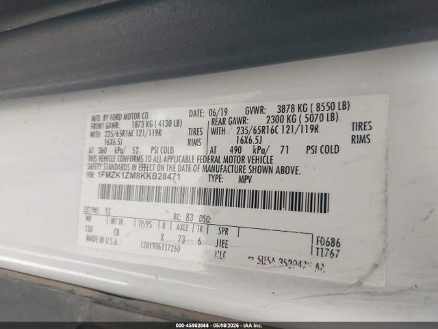 1FMZK1ZM8KKB28471 Ford Transit-150 Xl