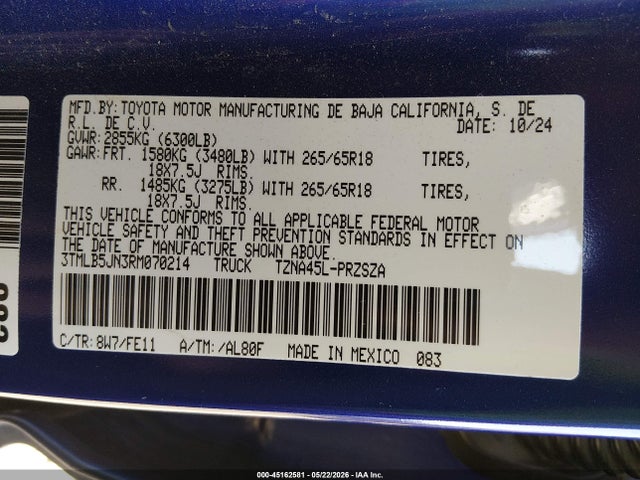 3TMLB5JN3RM070214 Toyota Tacoma Trd Sport