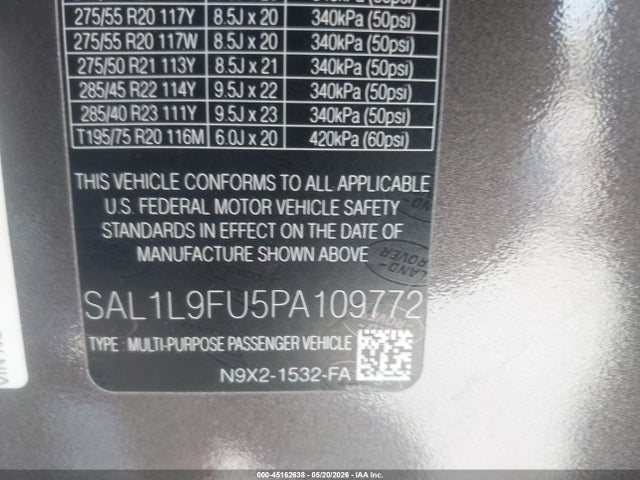 SAL1L9FU5PA109772 Land Rover Range Rover Sport Se Dynamic