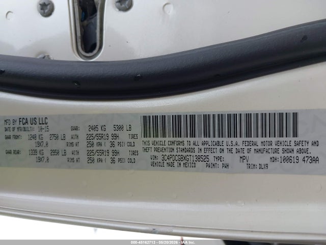 45162713 :رقم المزاد ، 3C4PDCGBXGT138525 vin ، 2016 Dodge Journey Crossroad Plus مزاد بيع