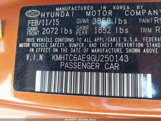 KMHTC6AE9GU250143 Hyundai Veloster Turbo