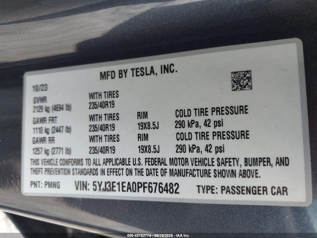 Tesla Model 3 Rear-wheel Drive 2023 5YJ3E1EA0PF676482 Image 9