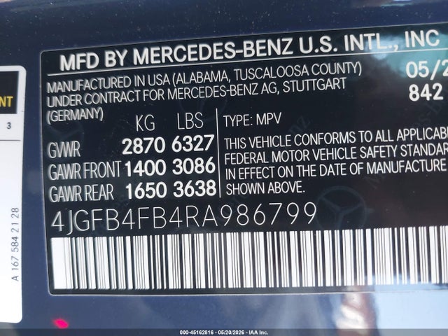 Продажа на аукционе авто 2024 Mercedes-benz Gle 350 4matic, vin: 4JGFB4FB4RA986799, номер лота: 45162816