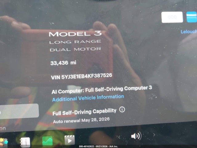 Tesla Model 3 Long Range/performance 2019 5YJ3E1EB4KF387526 Image 7
