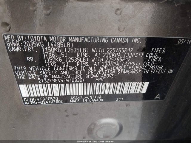 Toyota RAV4 LE 2014 2T3ZFREV4EW108364 Image 9